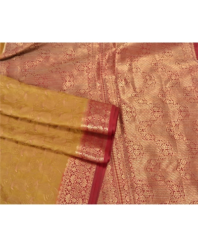 Sanskriti Vintage Green Sarees Art Silk Embroidered Woven Premium Sari Fabric, PS-60794-Shade Of Green &amp; Dark Red-Thread Work-Art Silk-8