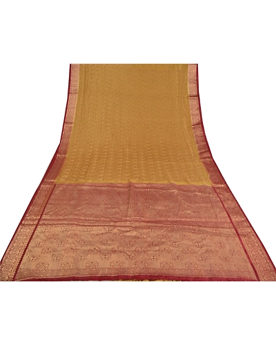 Sanskriti Vintage Green Sarees Art Silk Embroidered Woven Premium Sari Fabric, PS-60794-Shade Of Green &amp; Dark Red-Thread Work-Art Silk-9