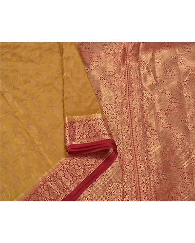 Sanskriti Vintage Green Sarees Art Silk Embroidered Woven Premium Sari Fabric, PS-60794-Shade Of Green &amp; Dark Red-Thread Work-Art Silk-10