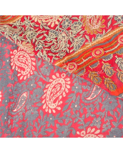 Sanskriti Vintage Bollywood Sarees Pure Georgette Silk Embroidered Sari Fabric, PS-60842-Shade Of Red-Thread Work-Pure Georgette Silk-3