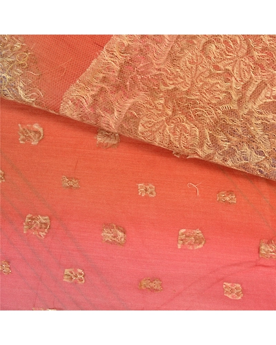 Sanskriti Vintage Peach Sarees 100% Pure Silk Woven Premium Sari Craft Fabric, PS-60865-Shade Of Peach &amp; Green-Woven Work-Pure Silk-3