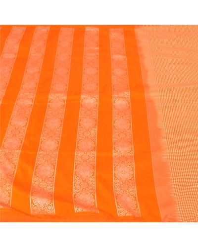 Sanskriti Vintage Yellow Indian Sarees Art Silk Woven Premium Sari Craft Fabric, PS-60869-Yellow-Woven Work-Art Silk-4