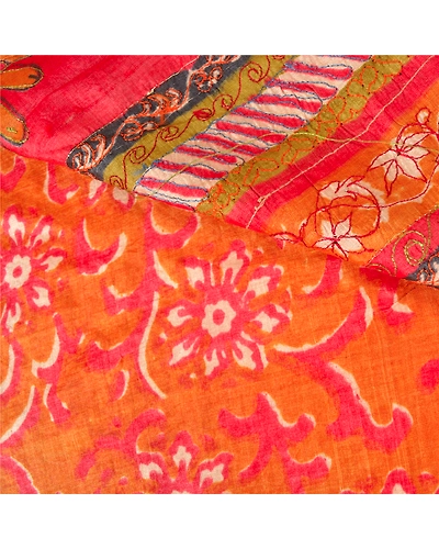 Sanskriti Vintage Orange Sarees 100% Pure Silk Hand Beaded Premium Sari Fabric, PS-60894-Orange-Thread Work-Pure Silk-3