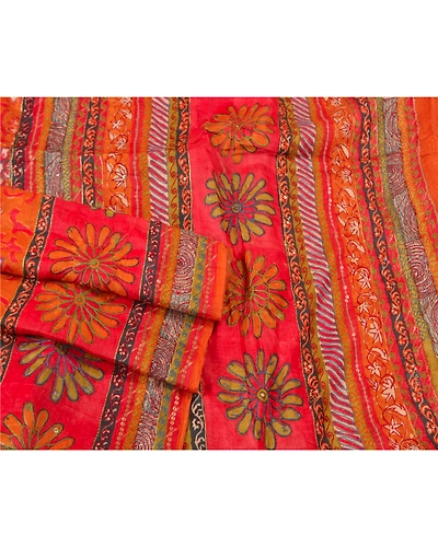 Sanskriti Vintage Orange Sarees 100% Pure Silk Hand Beaded Premium Sari Fabric, PS-60894-Orange-Thread Work-Pure Silk-8
