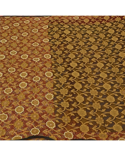 Sanskriti Vintage Brown Sarees Pure Organza Silk Hand Beaded Woven Sari Fabric, PS-60897-Brown-Woven Work-Pure Organza Silk-4