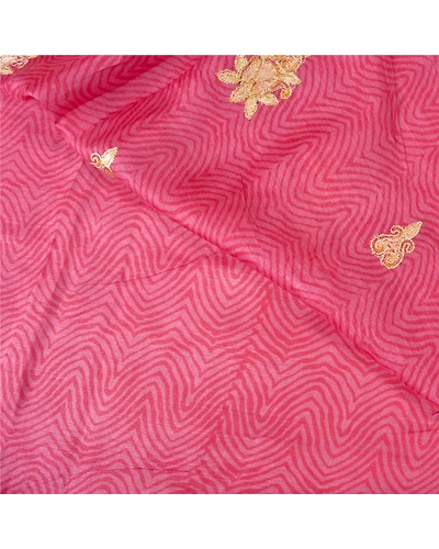Sanskriti Vintage Pink Indian Sarees Pure Silk Embroidered Sari Craft Fabric, PS-60908-Pink-Thread Work-Pure Silk-3