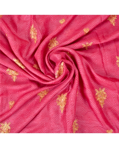 Sanskriti Vintage Pink Indian Sarees Pure Silk Embroidered Sari Craft Fabric, PS-60908-Pink-Thread Work-Pure Silk-7