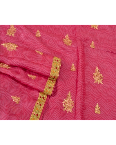 Sanskriti Vintage Pink Indian Sarees Pure Silk Embroidered Sari Craft Fabric, PS-60908-Pink-Thread Work-Pure Silk-8