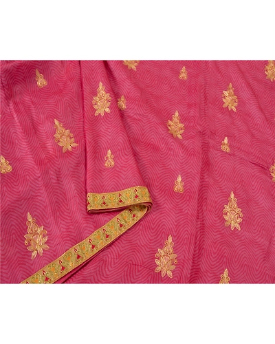 Sanskriti Vintage Pink Indian Sarees Pure Silk Embroidered Sari Craft Fabric, PS-60908-Pink-Thread Work-Pure Silk-10
