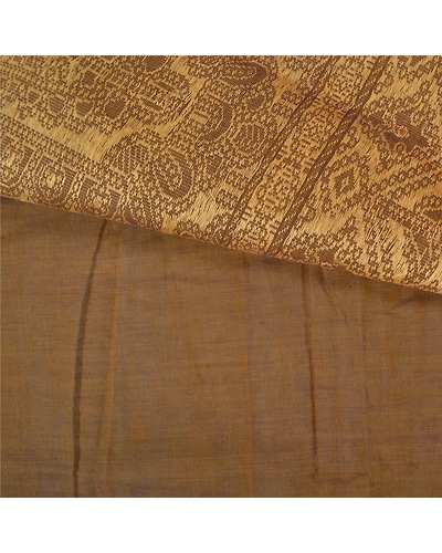 Sanskriti Vintage Brown Sarees 100% Pure Cotton Woven Premium Sari Fabric, PS-60914-Brown-Woven Work-Pure Cotton-3