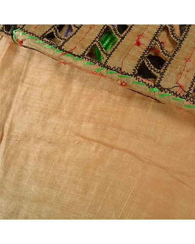 Sanskriti Vintage Peach Sarees 100% Pure Silk Hand Beaded Premium Sari Fabric, PS-60919-Peach-Thread Work-Pure Silk-3