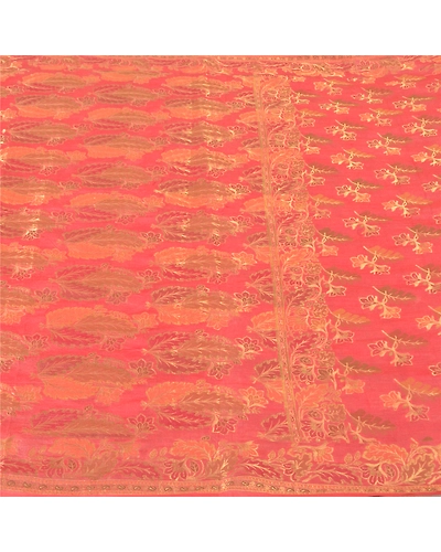 Sanskriti Vintage Peach Sarees 100% Pure Silk Woven Premium Sari Craft Fabric, PS-60931-Peach-Woven Work-Pure Silk-3