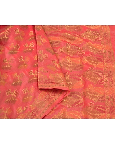 Sanskriti Vintage Peach Sarees 100% Pure Silk Woven Premium Sari Craft Fabric, PS-60931-Peach-Woven Work-Pure Silk-9