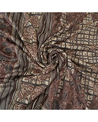 Sanskriti Vintage Brown Sarees 100% Pure Silk Embroidered Sari Craft Fabric, PS-60933-Brown &amp; Ivory-Thread Work-Pure Silk-7