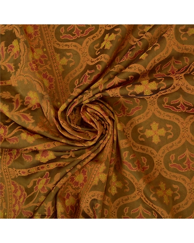 Sanskriti Vintage Brown Sarees Blend Silk Woven Premium Sari Craft Fabric, PS-60934-Brown-Woven Work-Blend Silk-7