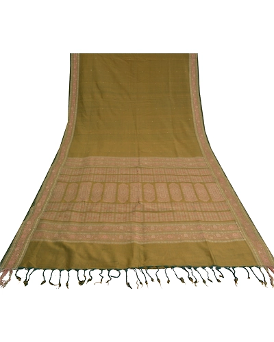 Sanskriti Vintage Green Indian Sarees Art Silk Woven Bomkai Premium Sari Fabric, PS-60982-Green-Woven Work-Art Silk-9