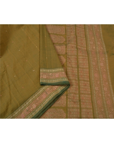 Sanskriti Vintage Green Indian Sarees Art Silk Woven Bomkai Premium Sari Fabric, PS-60982-Green-Woven Work-Art Silk-10