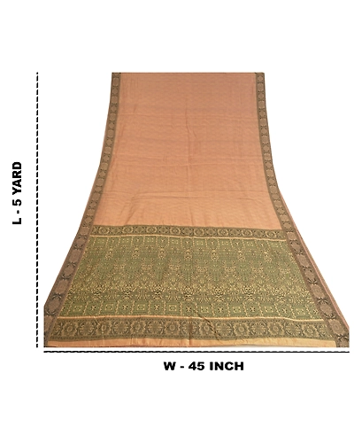 Sanskriti Vintage Cream Indian Sarees Cotton Silk Woven Premium Sari Fabric, PS-60992-Shade Of Cream-Woven Work-Cotton Silk-1