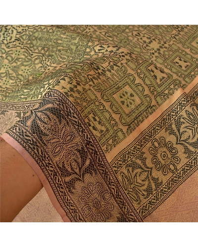 Sanskriti Vintage Cream Indian Sarees Cotton Silk Woven Premium Sari Fabric, PS-60992-Shade Of Cream-Woven Work-Cotton Silk-5