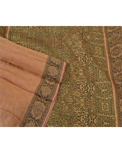 Sanskriti Vintage Cream Indian Sarees Cotton Silk Woven Premium Sari Fabric, PS-60992-Shade Of Cream-Woven Work-Cotton Silk-8