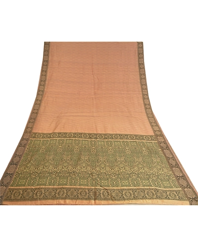 Sanskriti Vintage Cream Indian Sarees Cotton Silk Woven Premium Sari Fabric, PS-60992-Shade Of Cream-Woven Work-Cotton Silk-9