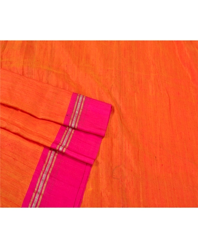 Sanskriti Vintage Orange Indian Sarees Art Silk Woven Premium Sari Craft Fabric, PS-61017-Orange &amp; Purple-Woven Work-Art Silk-8