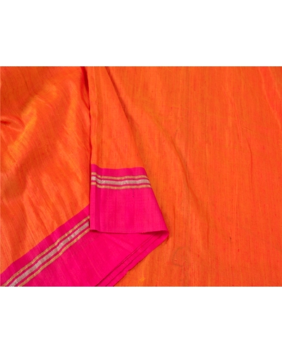 Sanskriti Vintage Orange Indian Sarees Art Silk Woven Premium Sari Craft Fabric, PS-61017-Orange &amp; Purple-Woven Work-Art Silk-10