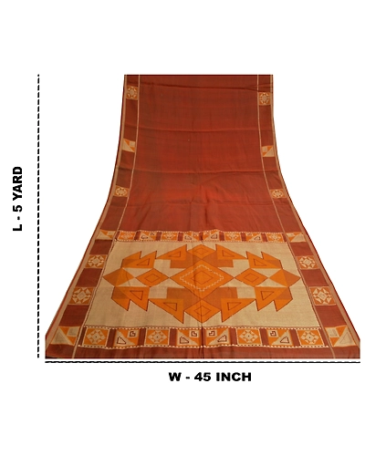 Sanskriti Vintage Brown Sarees 100% Pure Cotton Hand-Woven Premium Sari Fabric, PS-61022-Brown-Woven Work-Pure Silk-1