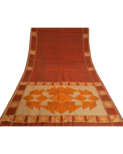 Sanskriti Vintage Brown Sarees 100% Pure Cotton Hand-Woven Premium Sari Fabric, PS-61022-Brown-Woven Work-Pure Silk-9