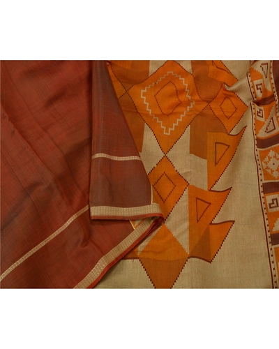 Sanskriti Vintage Brown Sarees 100% Pure Cotton Hand-Woven Premium Sari Fabric, PS-61022-Brown-Woven Work-Pure Silk-10