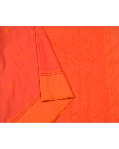 Sanskriti Vintage Orange Sarees Pure Silk Hand-Woven Premium Sari Craft Fabric, PS-61026-Orange-Woven Work-Pure Silk-10