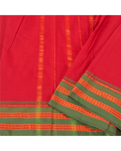 Sanskriti Vintage Sarees Indian Red Zari Woven Artificial Silk Sari Craft Fabric, PS-61045-Red-Woven Work-Artificial Silk-2