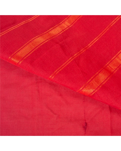 Sanskriti Vintage Sarees Indian Red Zari Woven Artificial Silk Sari Craft Fabric, PS-61045-Red-Woven Work-Artificial Silk-3