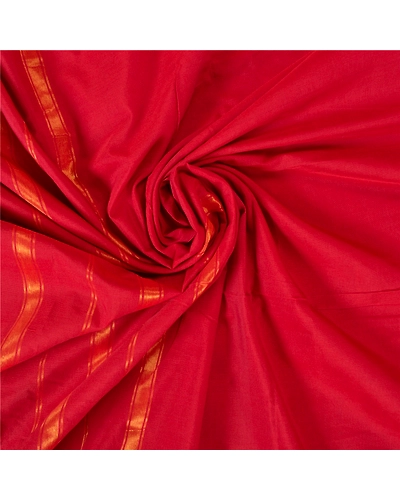 Sanskriti Vintage Sarees Indian Red Zari Woven Artificial Silk Sari Craft Fabric, PS-61045-Red-Woven Work-Artificial Silk-7