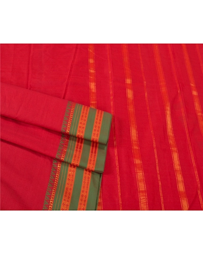 Sanskriti Vintage Sarees Indian Red Zari Woven Artificial Silk Sari Craft Fabric, PS-61045-Red-Woven Work-Artificial Silk-8