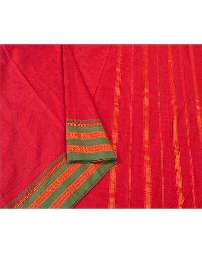 Sanskriti Vintage Sarees Indian Red Zari Woven Artificial Silk Sari Craft Fabric, PS-61045-Red-Woven Work-Artificial Silk-10