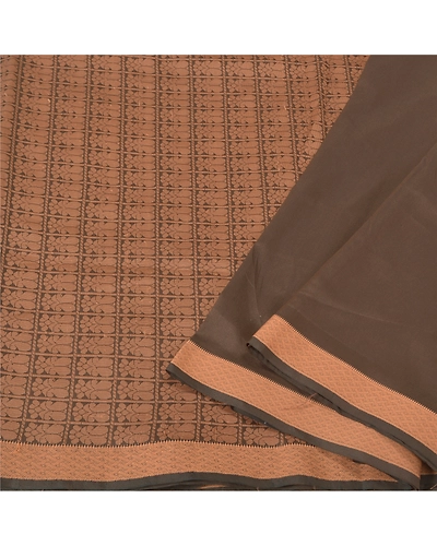Sanskriti Vintage Brown Indian Sarees Art Silk Woven Premium Sari Craft Fabric, PS-61078-Brown-Woven Work-Art Silk-2