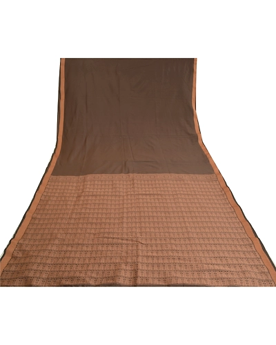 Sanskriti Vintage Brown Indian Sarees Art Silk Woven Premium Sari Craft Fabric, PS-61078-Brown-Woven Work-Art Silk-9