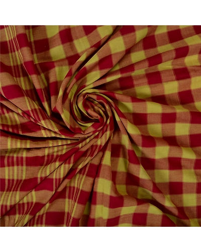 Sanskriti Vintage Sarees 100% Pure Cotton Woven Chettinard Premium Sari Fabric, PS-61109-Dark Red &amp; Green-Woven Work-Pure Cotton-7