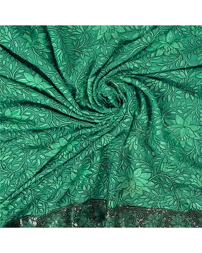 Sanskriti Vintage Green Sarees Art Silk Embroidered Cultural Sari Craft Fabric, PS-61116-Green-Thread Work-Art Silk-7