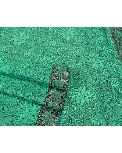 Sanskriti Vintage Green Sarees Art Silk Embroidered Cultural Sari Craft Fabric, PS-61116-Green-Thread Work-Art Silk-8