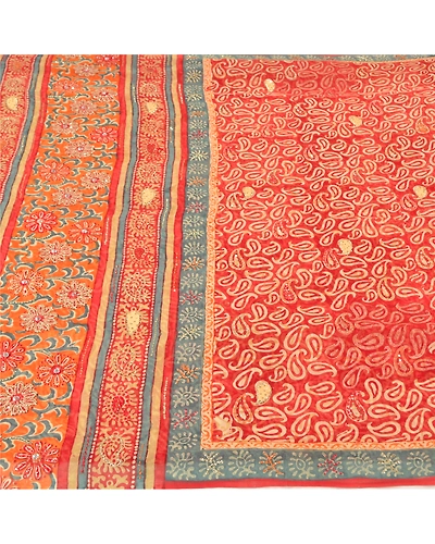 Sanskriti Vintage Bollywood Sarees Pure Georgette Silk Hand Beaded Sari Fabric, PS-61133-Red-Sequins Work-Pure Georgette Silk-4