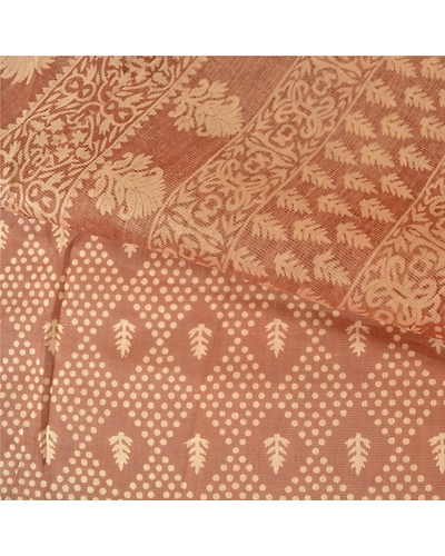 Sanskriti Vintage Brown Sarees Pure Silk Printed Woven Premium Sari Craft Fabric, PS-61155-Brown-Printed Work-Pure Silk-3