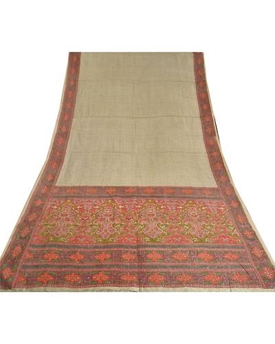 Sanskriti Vintage Ivory Indian Sarees Art Silk Printed Woven Sari Craft Fabric, PS-61175-Ivory-Woven Work-Art Silk-9