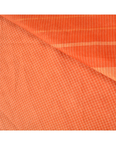 Sanskriti Vintage Orange Indian Sarees Cotton Woven Ilkal Premium Sari Fabric, PS-61209-Orange-Woven Work-Cotton-3