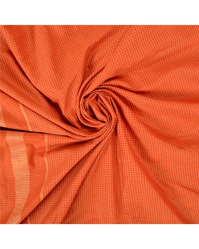 Sanskriti Vintage Orange Indian Sarees Cotton Woven Ilkal Premium Sari Fabric, PS-61209-Orange-Woven Work-Cotton-7