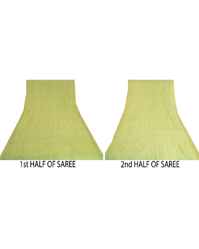 Sanskriti Vintage Green Sarees Cotton Silk Hand Beaded Woven Kota Sari Fabric, PS-61210-Green-Woven Work-Cotton Silk-6