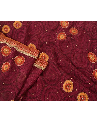 Sanskriti Vintage Bollywood Sarees Pure Georgette Silk Hand Beaded Sari Fabric, PS-61222-Shade Of Pink-Thread Work-Pure Georgette Silk-2