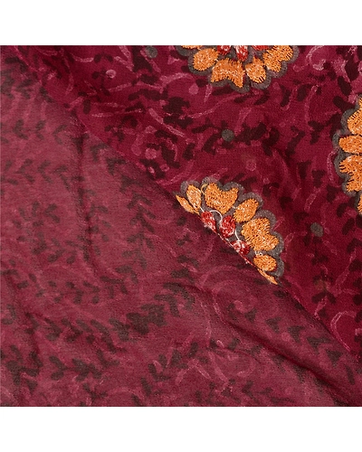 Sanskriti Vintage Bollywood Sarees Pure Georgette Silk Hand Beaded Sari Fabric, PS-61222-Shade Of Pink-Thread Work-Pure Georgette Silk-3
