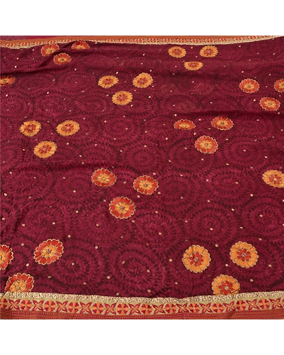 Sanskriti Vintage Bollywood Sarees Pure Georgette Silk Hand Beaded Sari Fabric, PS-61222-Shade Of Pink-Thread Work-Pure Georgette Silk-4